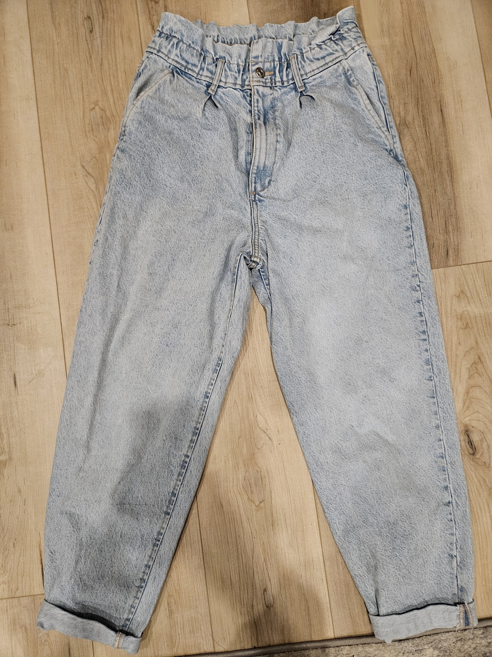 Zara Paperbag Cropped Mom Jeans